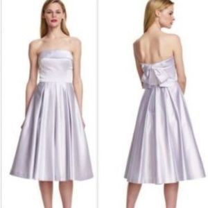 Strapless Satin Party Dress Silver A-Line NWT